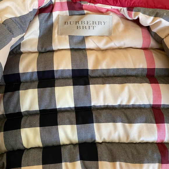 UNISEX BURBERRY BRIT PUFFER JACKET-RED 100% REAL. WORN ONCE. SIZE LARGE. - Picture 4 of 4